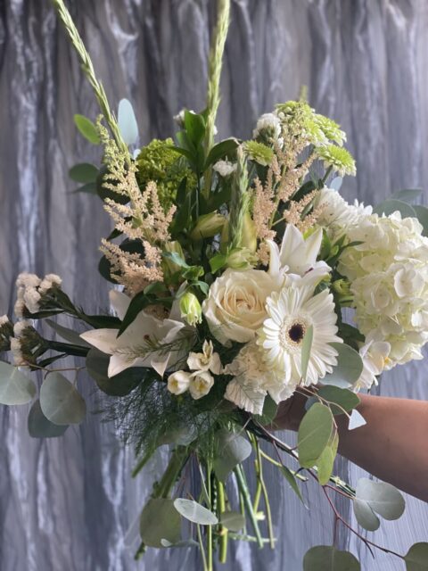 White and Green Hand-Tied