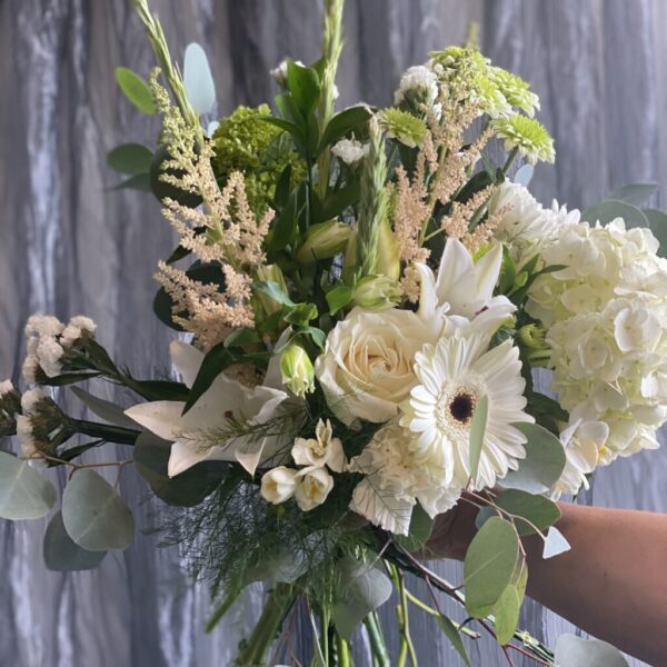 White and Green Hand-Tied